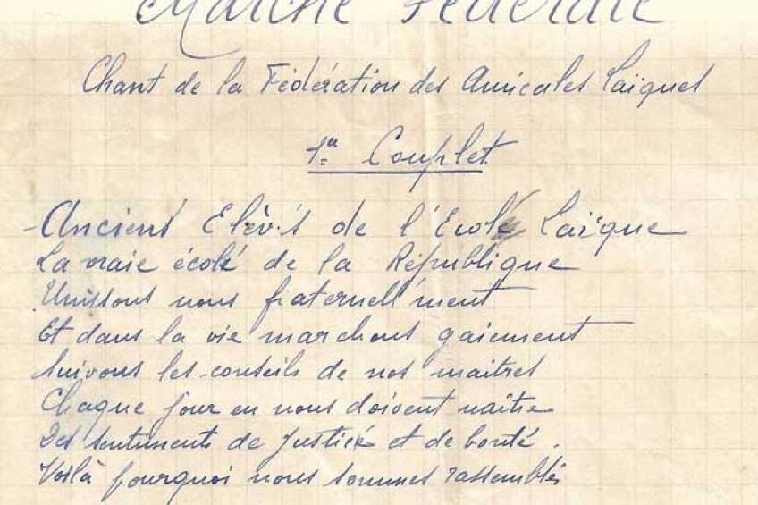 Le chant de la fédération des amicales laïques